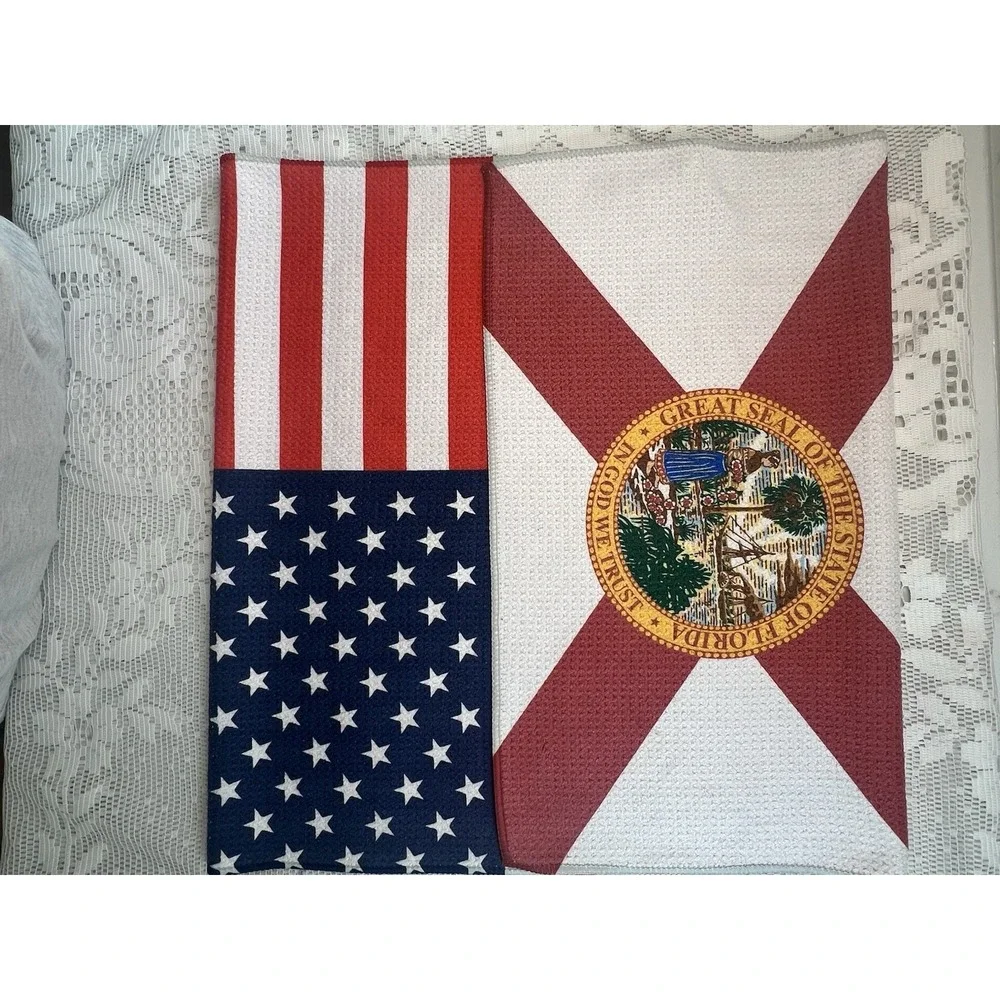 Serenoa Golf Club Logo Golf Towel American & Florida Flags Course Souvenir